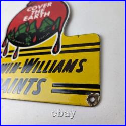 Vintage Sherwin Williams Paints Sign Gas Oil Pump Porcelain Advertising Sign