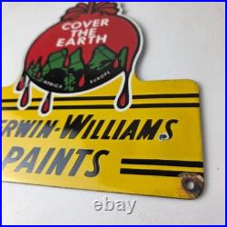 Vintage Sherwin Williams Paints Sign Gas Oil Pump Porcelain Advertising Sign