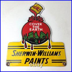 Vintage Sherwin Williams Paints Sign Gas Oil Pump Porcelain Advertising Sign