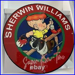 Vintage Sherwin Williams Porcelain Sign Gas Oil Carpentry Painting Pump Plate