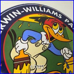 Vintage Sherwin Williams Sign Paint Brush Painting Gas Oil Pump Porcelain Sign Vintage Sherwin Williams Sign Paint Brush Painting Gas Oil Pump Porcelain Sign