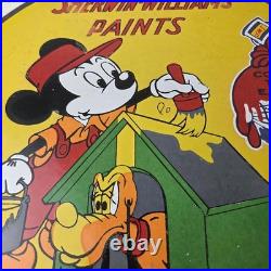 Vintage Sherwin Williams Sign Paint Brush Painting Gas Pump Porcelain Sign