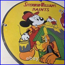Vintage Sherwin Williams Sign Paint Brush Painting Gas Pump Porcelain Sign