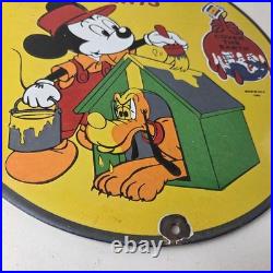 Vintage Sherwin Williams Sign Paint Brush Painting Gas Pump Porcelain Sign