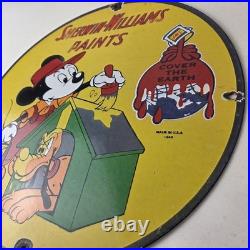 Vintage Sherwin Williams Sign Paint Brush Painting Gas Pump Porcelain Sign