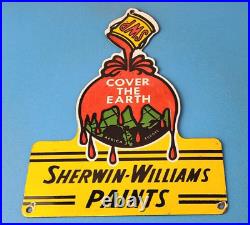 Vintage Sherwin Williams Sign SWP Paints Porcelain Gas Oil Pump Sign