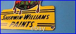 Vintage Sherwin Williams Sign SWP Paints Porcelain Gas Oil Pump Sign