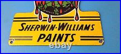 Vintage Sherwin Williams Sign SWP Paints Porcelain Gas Oil Pump Sign