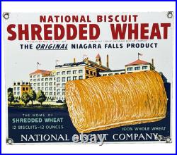 Vintage Shredded Wheat Porcelain Sign Gas Station Grocery Store Nabisco Biscuit