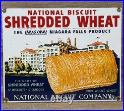 Vintage Shredded Wheat Porcelain Sign Gas Station Grocery Store Nabisco Biscuit