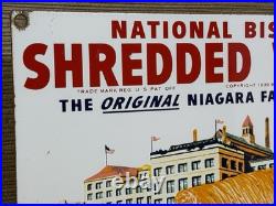 Vintage Shredded Wheat Porcelain Sign Gas Station Grocery Store Nabisco Biscuit