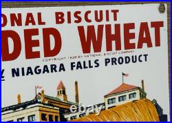 Vintage Shredded Wheat Porcelain Sign Gas Station Grocery Store Nabisco Biscuit