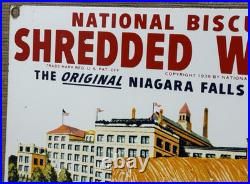 Vintage Shredded Wheat Porcelain Sign Gas Station Grocery Store Nabisco Biscuit