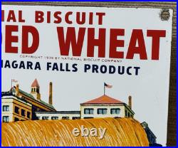 Vintage Shredded Wheat Porcelain Sign Gas Station Grocery Store Nabisco Biscuit