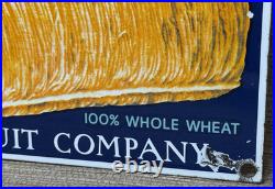 Vintage Shredded Wheat Porcelain Sign Gas Station Grocery Store Nabisco Biscuit