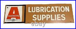 Vintage Sign Alemite Lubrication Supplies Rack Topper