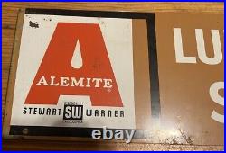 Vintage Sign Alemite Lubrication Supplies Rack Topper