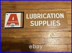 Vintage Sign Alemite Lubrication Supplies Rack Topper