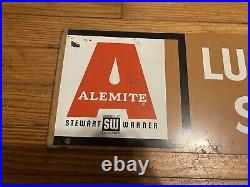 Vintage Sign Alemite Lubrication Supplies Rack Topper