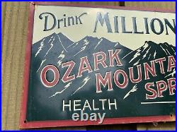 Vintage Sign Ozark Mountain Spring Water Metal Barn Farm Gas Oil Tin Tacker