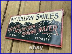 Vintage Sign Ozark Mountain Spring Water Metal Barn Farm Gas Oil Tin Tacker