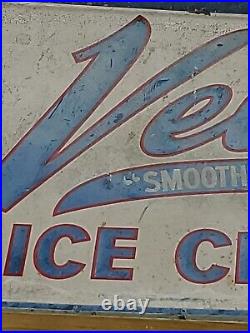 Vintage Sign Storefront Velda Ice Cream Hanging 2 Sided 1930's Borden 29 × 38