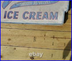 Vintage Sign Storefront Velda Ice Cream Hanging 2 Sided 1930's Borden 29 × 38