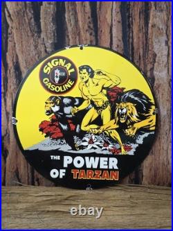 Vintage Signal Gasoline Porcelain Gas Station Pump Sign 12