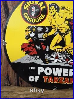 Vintage Signal Gasoline Porcelain Gas Station Pump Sign 12