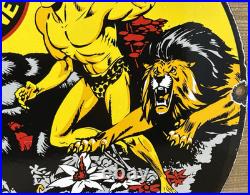 Vintage Signal Gasoline Porcelain Sign Motor Oil Gas Pump Plate Rare Tarzan