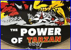 Vintage Signal Gasoline Porcelain Sign Motor Oil Gas Pump Plate Rare Tarzan