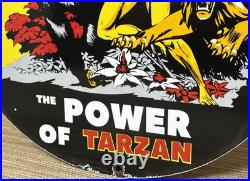 Vintage Signal Gasoline Porcelain Sign Motor Oil Gas Pump Plate Rare Tarzan