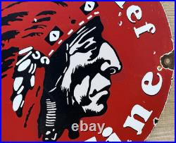 Vintage Silent Chief Gasoline Porcelain Gas Station Sign Motor Oil Pump Plate