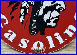Vintage Silent Chief Gasoline Porcelain Gas Station Sign Motor Oil Pump Plate