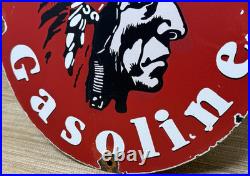 Vintage Silent Chief Gasoline Porcelain Gas Station Sign Motor Oil Pump Plate
