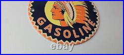 Vintage Silent Chief Gasoline Sign Gas Service Station Pump Porcelain Sign