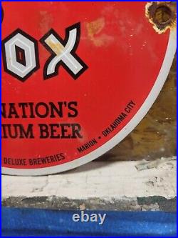 Vintage Silver Fox Brewery Porcelain Sign Old Beer Beverage Bar Tavern Alcohol