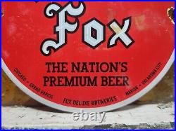 Vintage Silver Fox Brewery Porcelain Sign Old Beer Beverage Bar Tavern Alcohol