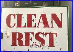 Vintage Sinclair Clean Rest Rooms Windshield Service Porcelain Sign 2-Sided 1959
