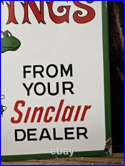 Vintage Sinclair Dealer Seasons Greetings Porcelain Sign Gas Pump Sign 12 X 12
