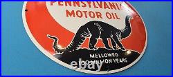 Vintage Sinclair Gasoline Dino Porcelain Gas Motor Oil Service Pump Convex Sign