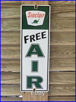 Vintage Sinclair Gasoline Free Air Porcelain Sign Dealership Sign