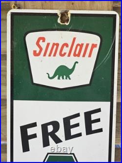 Vintage Sinclair Gasoline Free Air Porcelain Sign Dealership Sign
