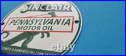Vintage Sinclair Gasoline Porcelain Dino Motor Oil Service Station 5 7/8 Sign