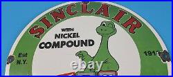 Vintage Sinclair Gasoline Porcelain Dino Nickel Comp Service Station Pump Sign