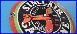 Vintage Sinclair Gasoline Porcelain Gas Pump Fly Aviation Airplane Sign