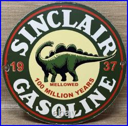 Vintage Sinclair Gasoline Porcelain Sign Dealership Gas Station Dino Motor Oil