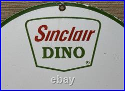Vintage Sinclair Gasoline Porcelain Sign Dealership Gas Station Dino Motor Oil