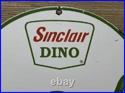 Vintage Sinclair Gasoline Porcelain Sign Dealership Gas Station Dino Motor Oil