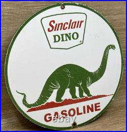 Vintage Sinclair Gasoline Porcelain Sign Dealership Gas Station Dino Motor Oil
